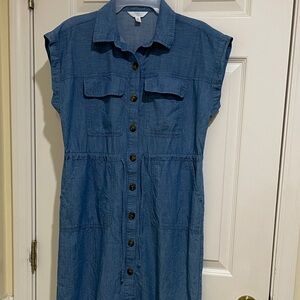 Time and Tru XS denim button dress with tie waist